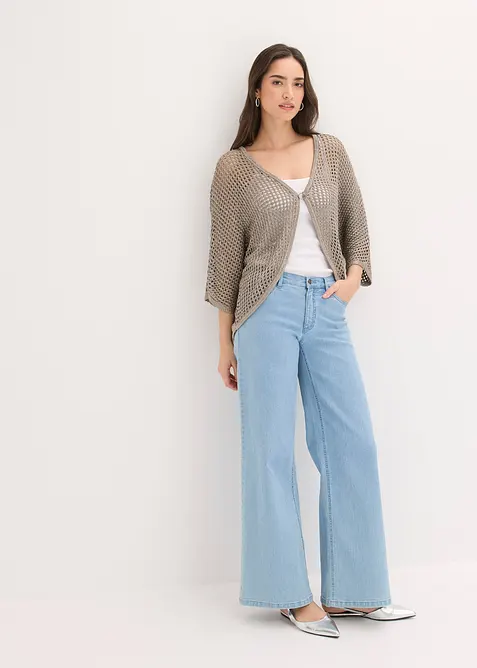 Gilet en maille ajour&eacute;e, bonprix