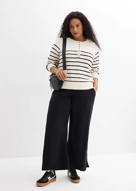 Pantalon palazzo l&eacute;ger en gaze de coton, bonprix