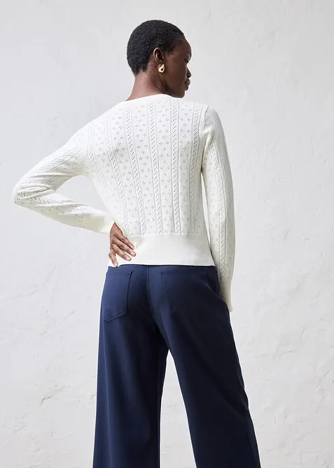 Ajour-Strickjacke mit Seidenanteil, bonprix