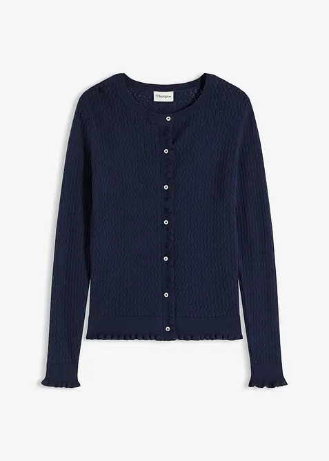 Ajour-Strickjacke aus Baumwoll-Mix, bonprix