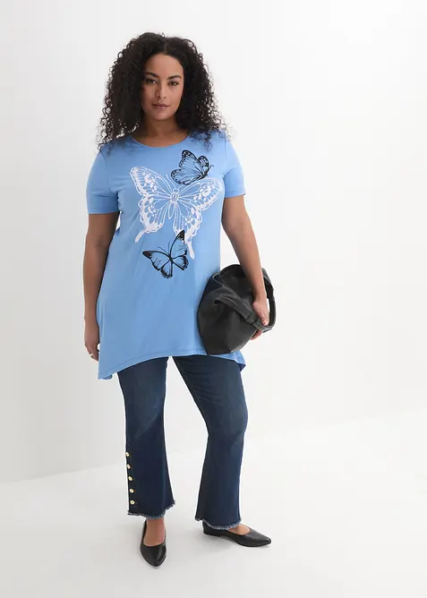 Longshirt mit Zipfel und Schmetterlingsmuster, bonprix