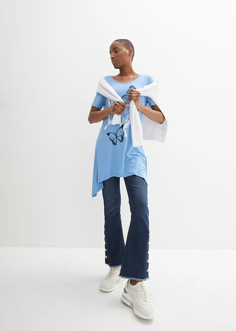 Longshirt mit Zipfel und Schmetterlingsmuster, bonprix