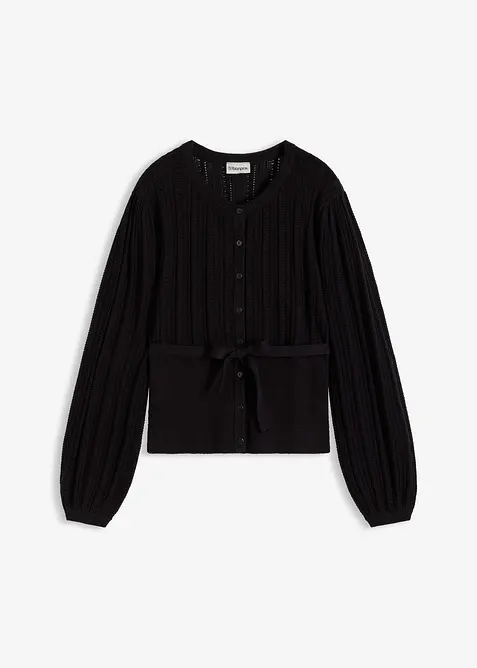 Ajour-Pullover in Baumwoll-Mix, bonprix