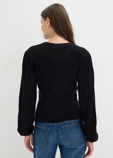 Ajour-Pullover in Baumwoll-Mix, bonprix