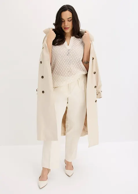 Pantalon paper bag 100% coton, bonprix