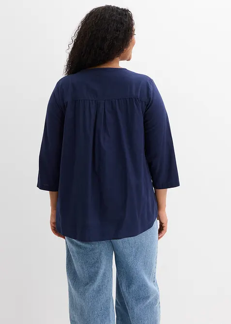 Bluse mit Leinen, 3/4 Arm, bonprix