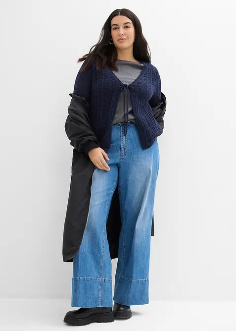 Strickjacke mit Lochmuster, bonprix