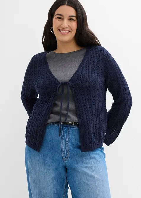Strickjacke mit Lochmuster, bonprix