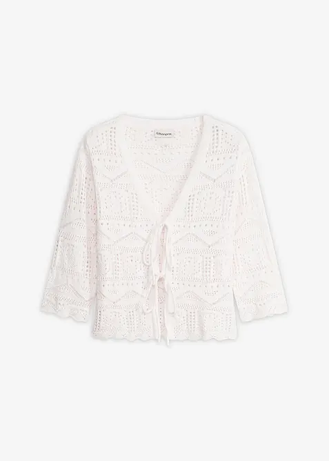 Gilet en maille ajour&eacute;e &agrave; nouer, bonprix