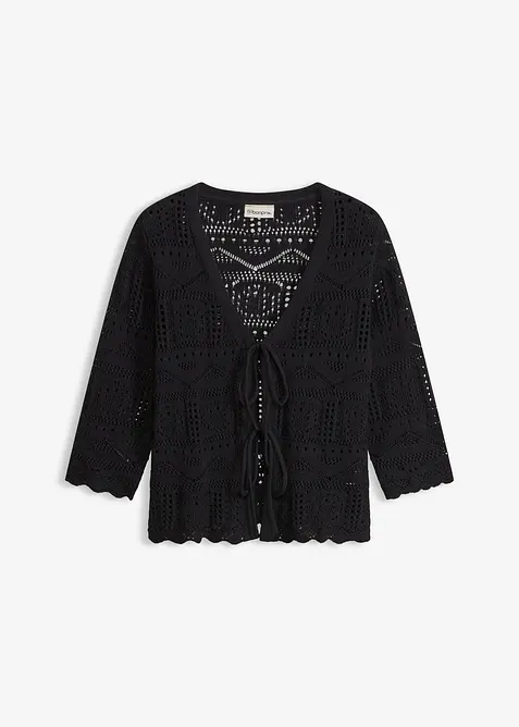 Gilet en maille ajour&eacute;e &agrave; nouer, bonprix