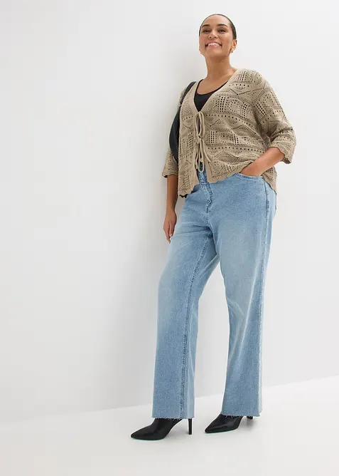 Gilet en maille ajour&eacute;e &agrave; nouer, bonprix