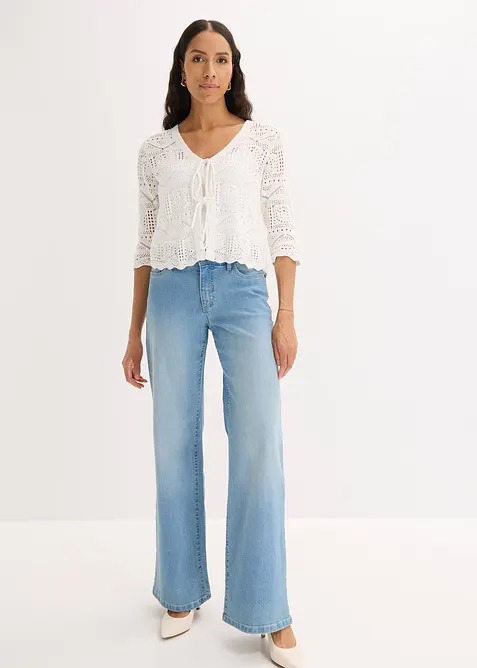 Gilet en maille ajour&eacute;e &agrave; nouer, bonprix