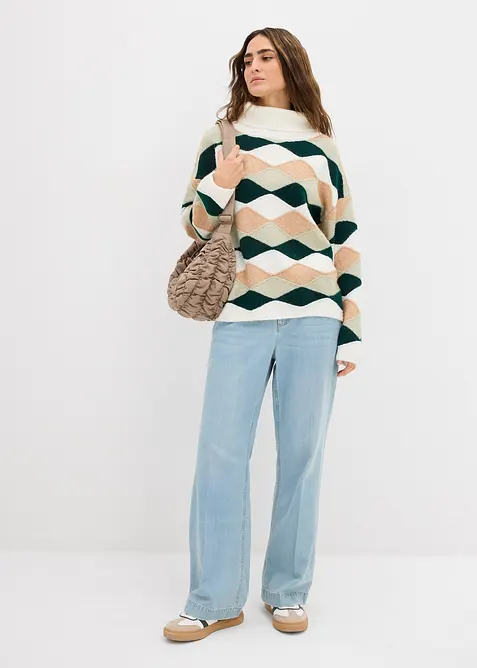 Rollkragenpullover mit Muster, bonprix