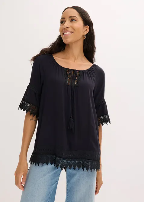 Tunique &agrave; dentelle en viscose douce, bonprix