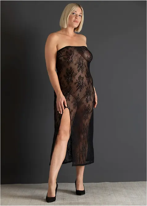 Spitzen Kleid mit abnehmbaren Tr&auml;gern, bonprix