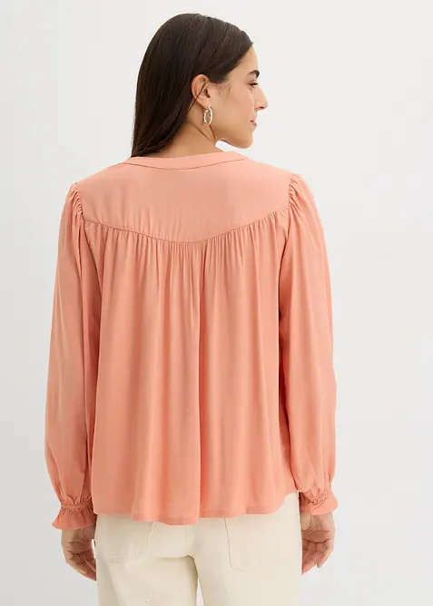 Prairie-Bluse aus flie&szlig;ender Viskose, bonprix