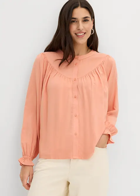 Prairie-Bluse aus flie&szlig;ender Viskose, bonprix