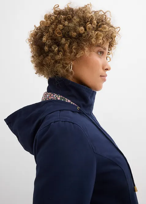 Baumwoll-&Uuml;bergangsparka mit bedruckter Kapuze, bonprix