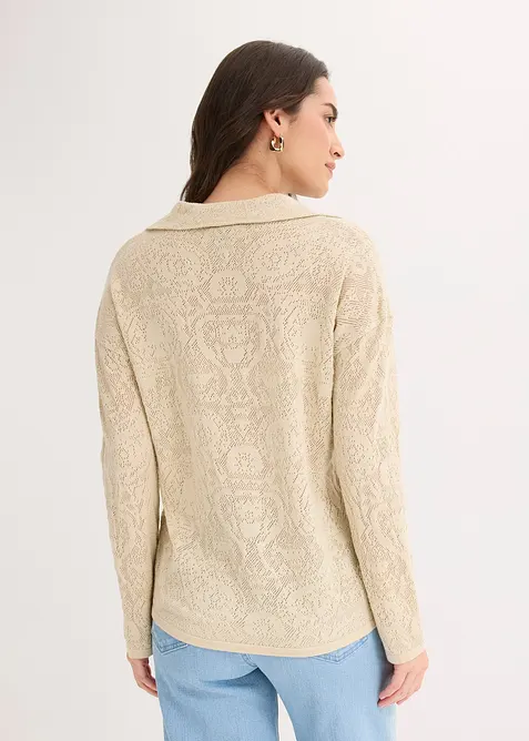 Ajour Strickhemd mit Glitzergarn, bonprix