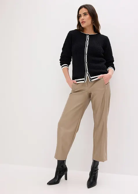 Ajour-Strickjacke mit Federgarn, bonprix