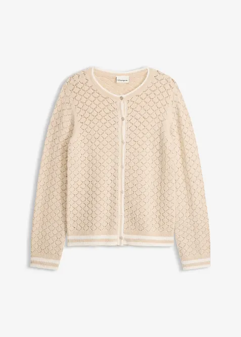 Ajour-Strickjacke mit Federgarn, bonprix