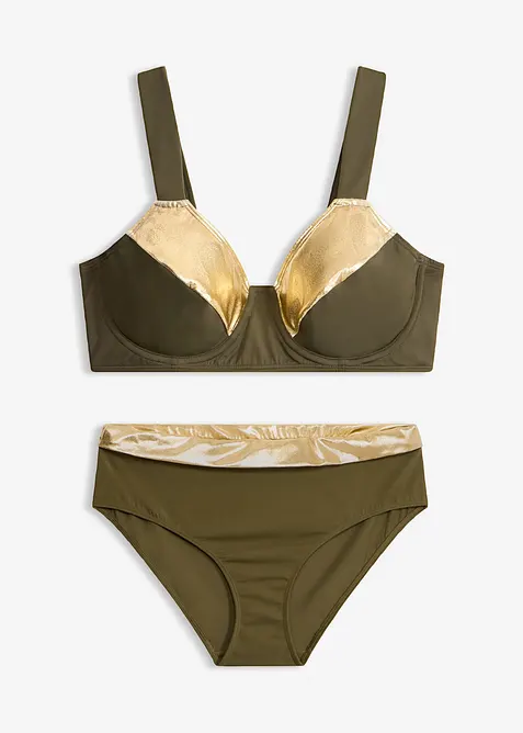 Minimizer-Bikini mit goldfarbenen Eins&auml;tzen (2-tlg.Set), bonprix