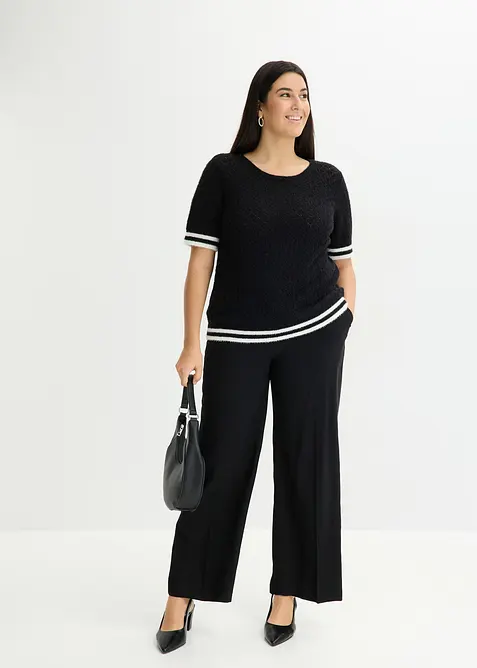 Pull ajour&eacute; en maille poilue, bonprix