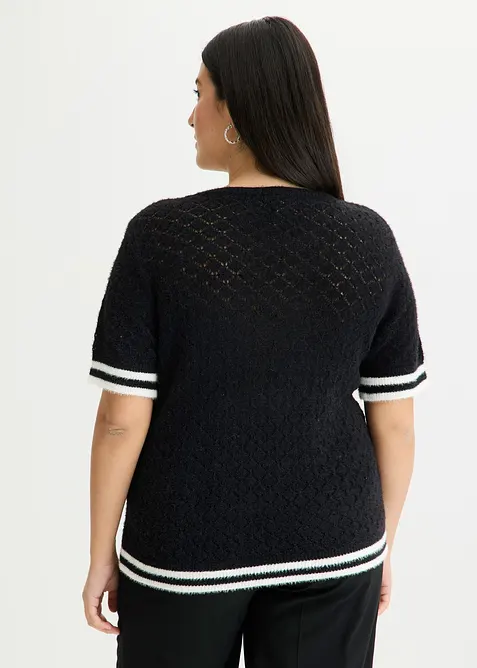 Pull ajour&eacute; en maille poilue, bonprix