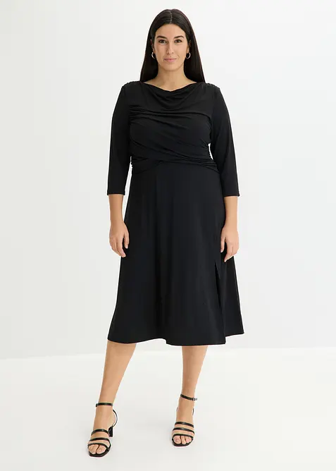 drapiertes Midikleid mit 3/4 &Auml;rmel, bonprix