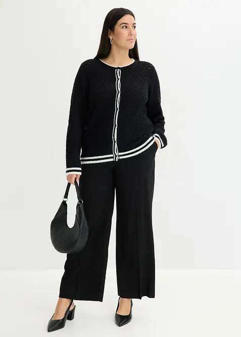 Gilet en maille poilue ajour&eacute;e, bonprix