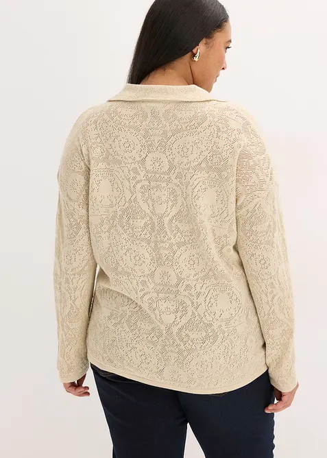 Gilet en maille ajour&eacute;e avec fil brillant, bonprix