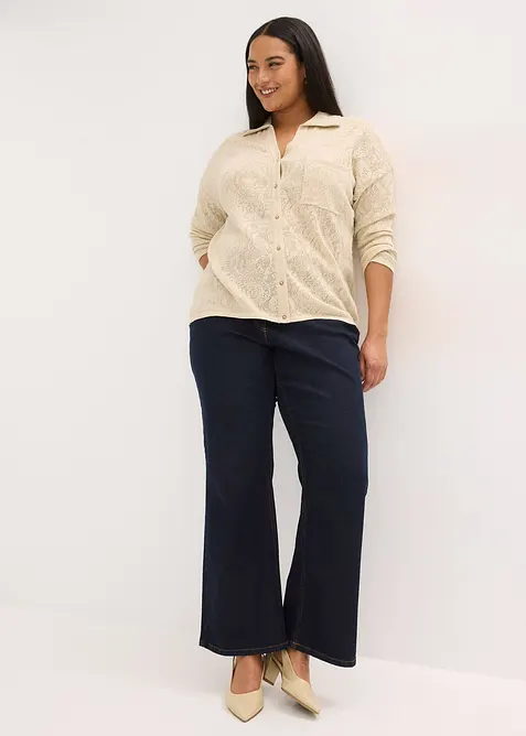 Gilet en maille ajour&eacute;e avec fil brillant, bonprix