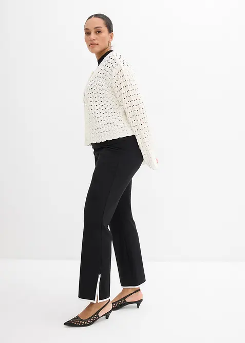 Pantalon en Punto di Roma avec fentes contrastantes, bonprix