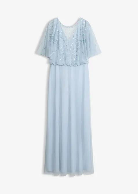 Robe longue en tulle fin avec sequins brod&eacute;s, bonprix