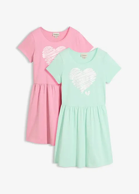 Lot de 2 robes en jersey 100% coton, bonprix