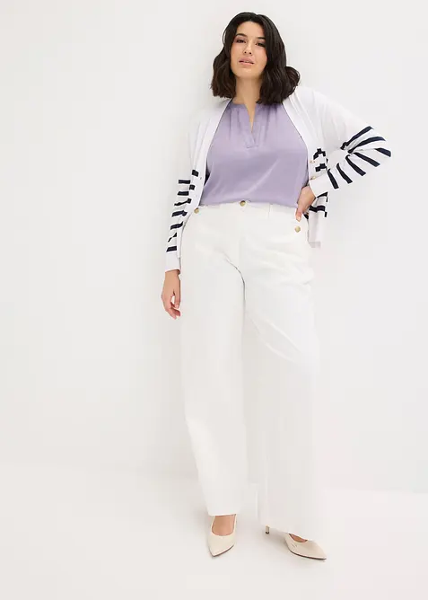 Lockere Satin-Kurzarmtunika mit &uuml;berschnittenen Schultern, bonprix