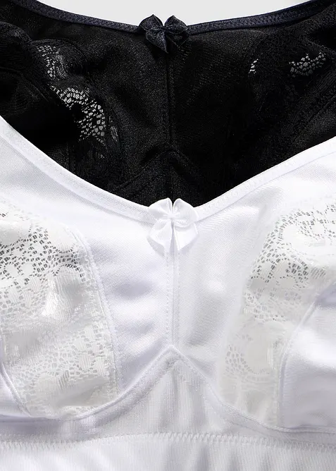 Lot de 2 soutiens-gorge grand maintien sans armatures, bretelles rembourr&eacute;es, bonprix