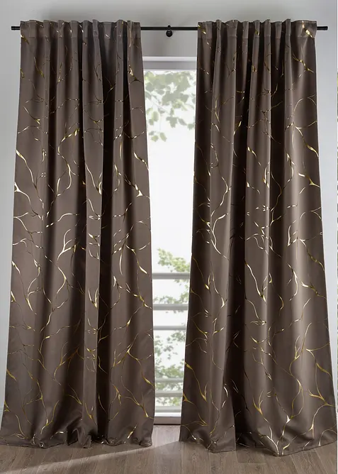 Abdunkelnder Vorhang mit Glanzdruck (1er Pack), bonprix