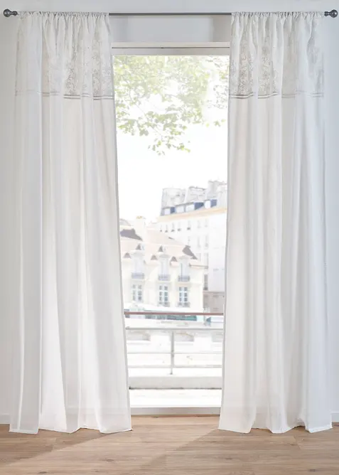 Bio Baumwoll Vorhang mit Stickerei (1er Pack), bonprix