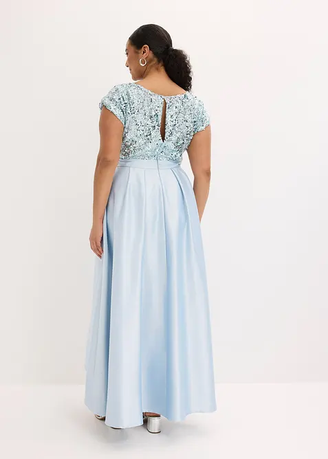 Robe de soir&eacute;e en satin brillant et sequins, bonprix