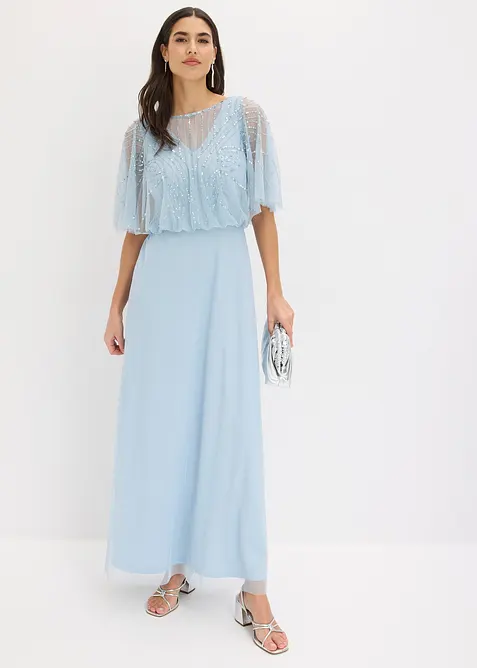 Robe longue en tulle fin avec sequins brod&eacute;s, bonprix