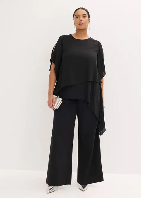 Blouse &agrave; pans, look superpos&eacute;, bonprix