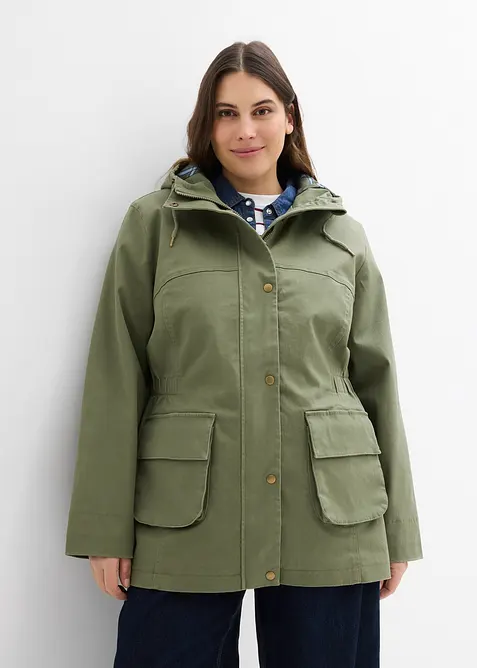 wasserabweisende Jacke mit Karo-Futter, bonprix