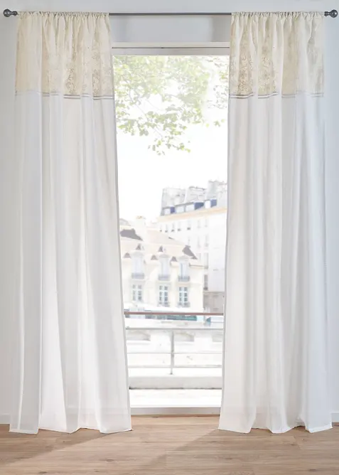 Bio Baumwoll Vorhang mit Stickerei (1er Pack), bonprix