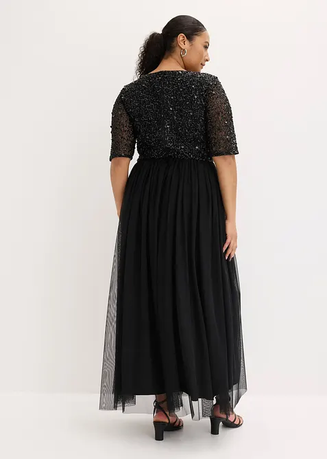 Abendkleid aus zartem T&uuml;ll mit Paillettenstickerei, bonprix