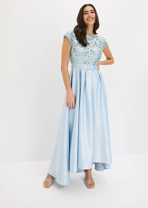 Abendkleid aus gl&auml;nzendem Satin mit Pailletten, bonprix
