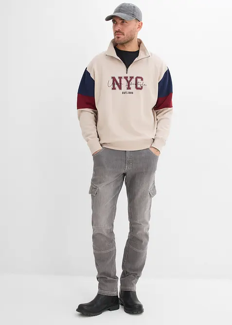 Leichte Regular Fit Cargo-Jeans mit Dehnbund, Straight, bonprix