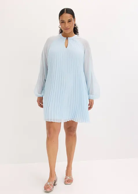 Robe courte pliss&eacute;e en mousseline, bonprix