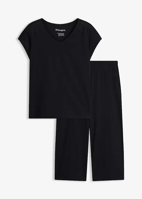 Capri Pyjama mit weiter Culotte, bonprix
