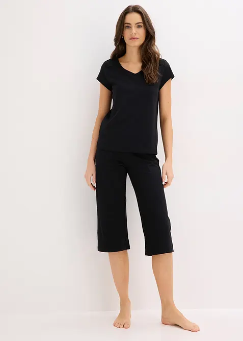 Capri Pyjama mit weiter Culotte, bonprix